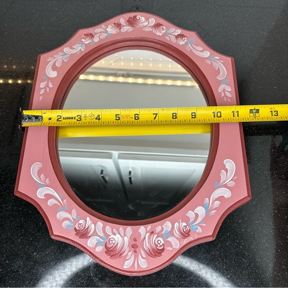 Hand Painted Pink Floral Mirror - Picture 10 of 10